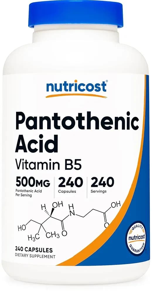 Vitamin B5 Supplement Pantothenic Acid, 500 mg, 240 Capsules by NutriCost