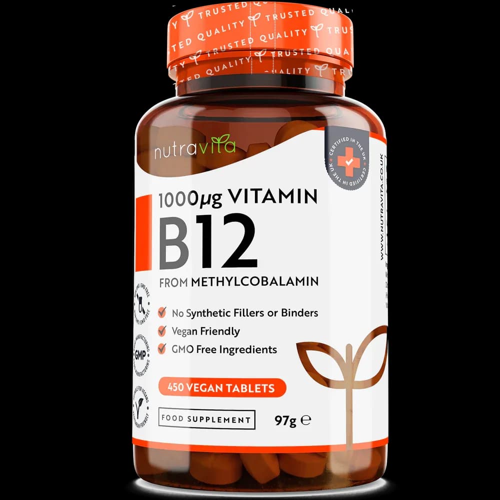 Vitamin B12 Methylcobalamin High Strength, 1000 mcg, 450 Tablets by Nutravita