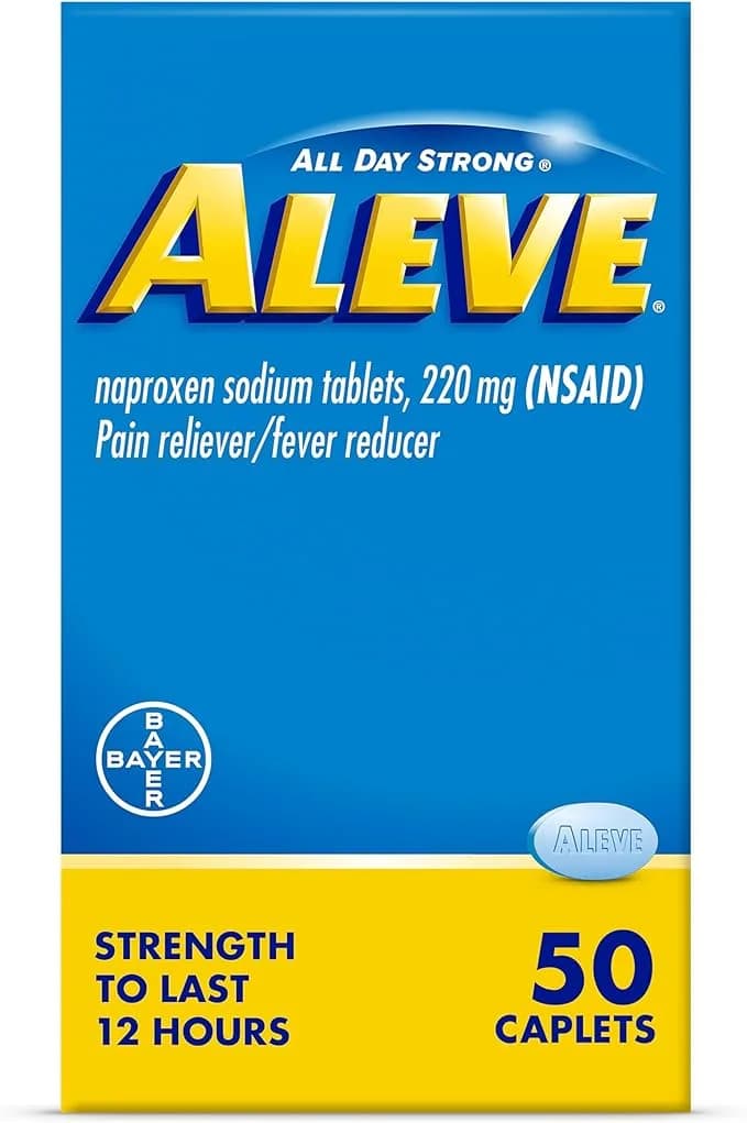 Aleve Pain Reliever & Fever Reducer Naproxen Sodium Caplets, Body Pain Relief, 50 Count