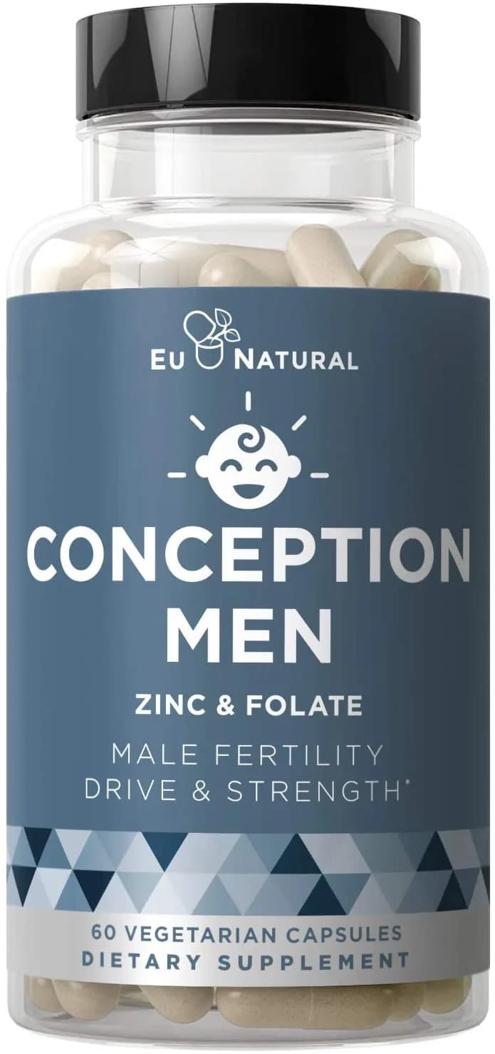 Eu Natural Conception Men Fertility Vitamins – Male Optimal Count, Motility Strength, Healthy Volume Production – Zinc, Folate, Ashwagandha Pills – 60 Vegetarian Soft Capsules فيتامينات الخصوبة للرجال ، مع الزنك وحمض الفوليك والأشواجندا ، لزيادة الخصوبة ، و تحسين الصحة الإنجابية ، 60 كبسولة نباتية