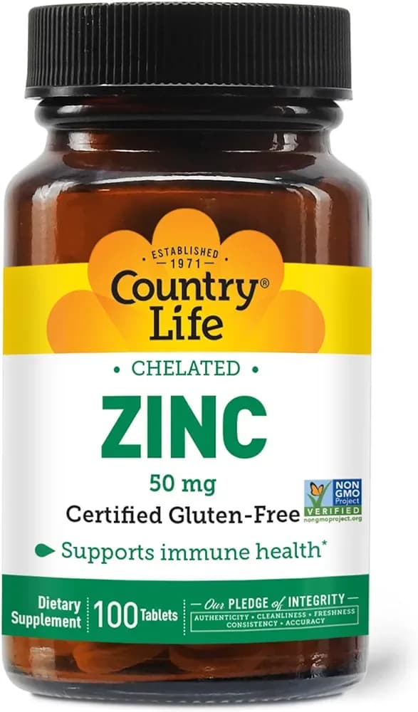 Chelated Zinc, 50 mg, 100 Tablets by Country Life