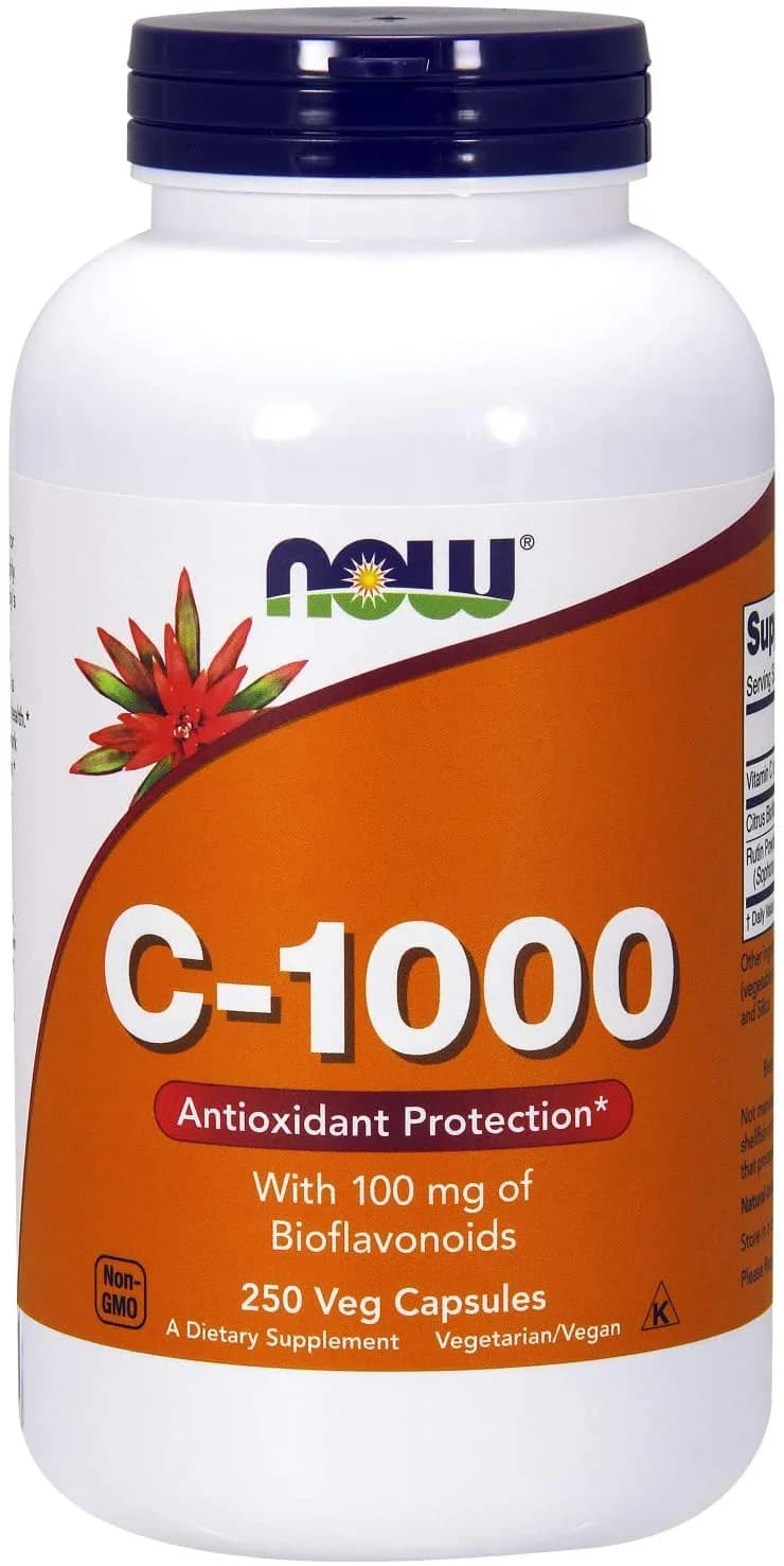 NOW Vitamin C-1,000 with 100 mg of Bioflavonoids, Antioxidant Protection, 250 Veg Capsules