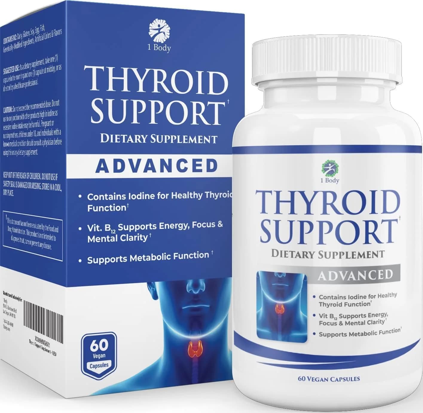 1Body 1Body Thyroid Support Supplement with Iodine More, 60 Capsules