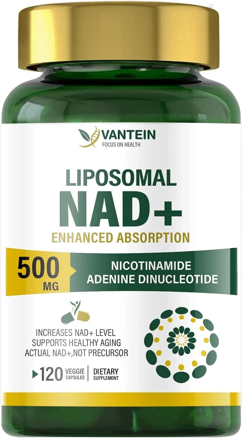 Liposomal NAD+ 500 mg Supplement, Ultra Purity High Absorption, Boost NAD+ More Efficient Than NMN, Nicotinamide Riboside Alternative for Anti-Aging & Antioxidant, Metabolism and Energy - 120 Veg Caps