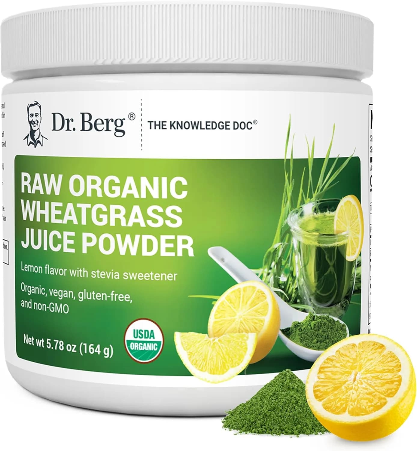Dr Berg's Raw Wheatgrass Juice Powder (Lemon Flavor),164 grams