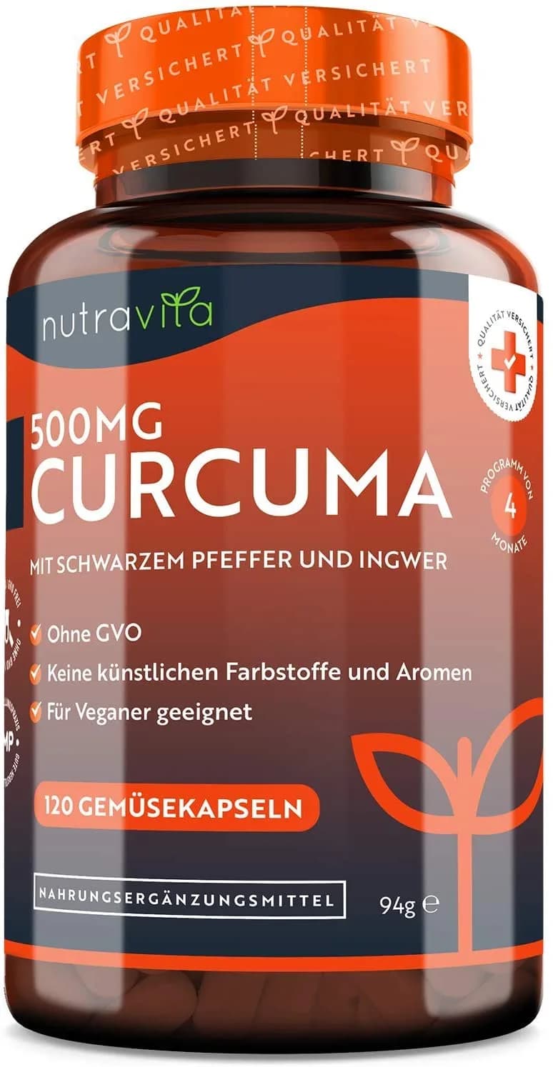 Curcumin Turmeric Curcumin Equivalent Approx. 25,000 mg, 520 mg, 120 Capsules by Nutravita