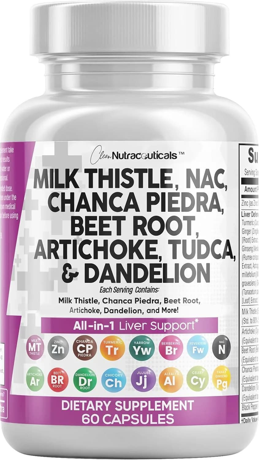 28-in-1 Liver Support Supplement Milk Thistle TUDCA, 60 Capsules by Clean Nutraceuticals