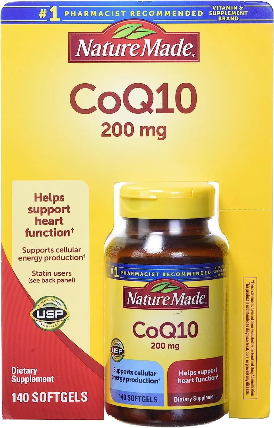 Nature Made CoQ10, Softgels Helps Supports Heart Function & Cellular Energy Production, Unflavored, 200 mg, 140 Countكيو 10، 200 مجم ، لصحة القلب و الأوعية الدموية ، وزيادة مستويات الطاقة ،140كبسولة