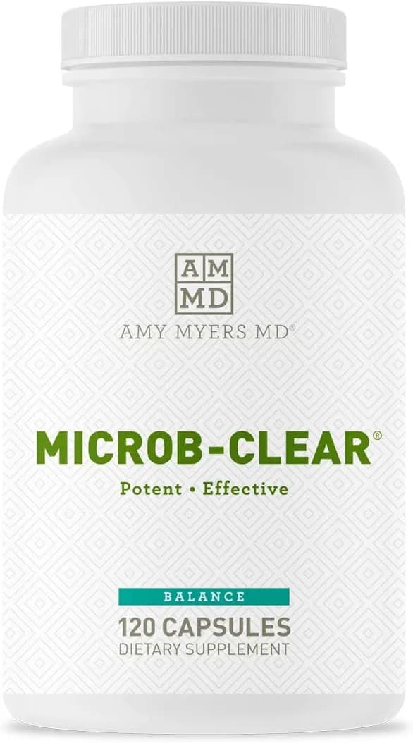 Dr. Amy Myers Microb-Clear Supplement for Gut Health - Supports Healthy Balance in The Gut - Reduce Leaky Gut, SIBO, Bloating, Constipation - Magnesium, Berberine, Caprylic Acid + More - 120 Capsules