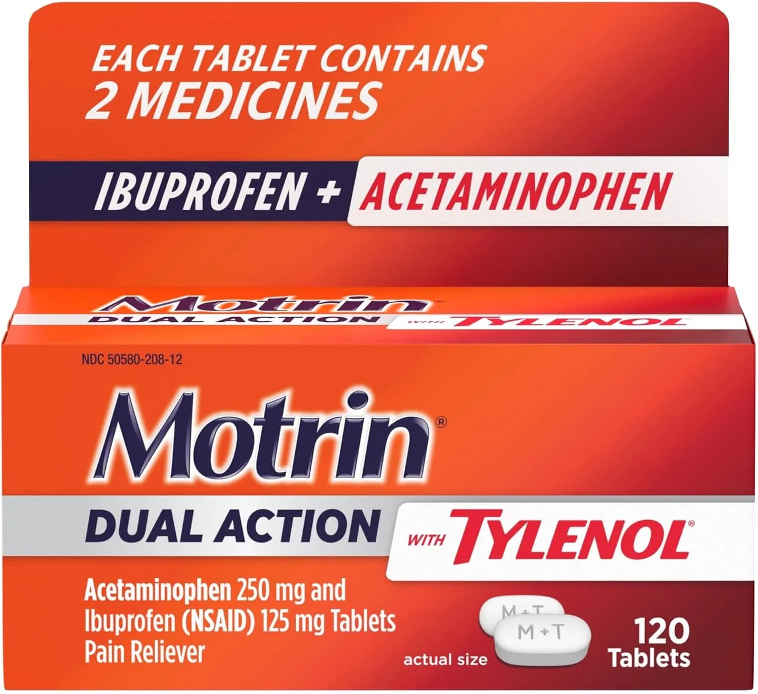 Motrin Dual Action with Tylenol, 120 Tablets