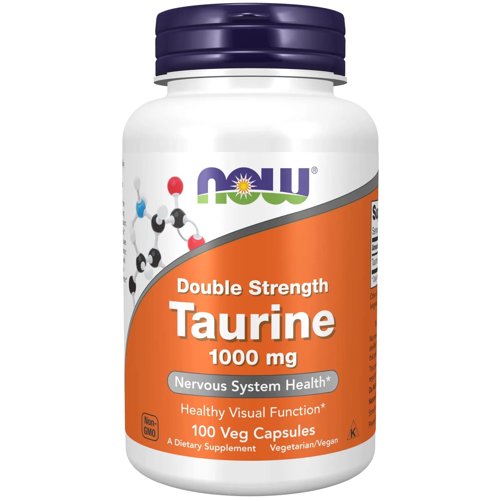 Taurine Double Strength Nervous System Health, 1000 mg, 100 Veg Capsules by NOW
