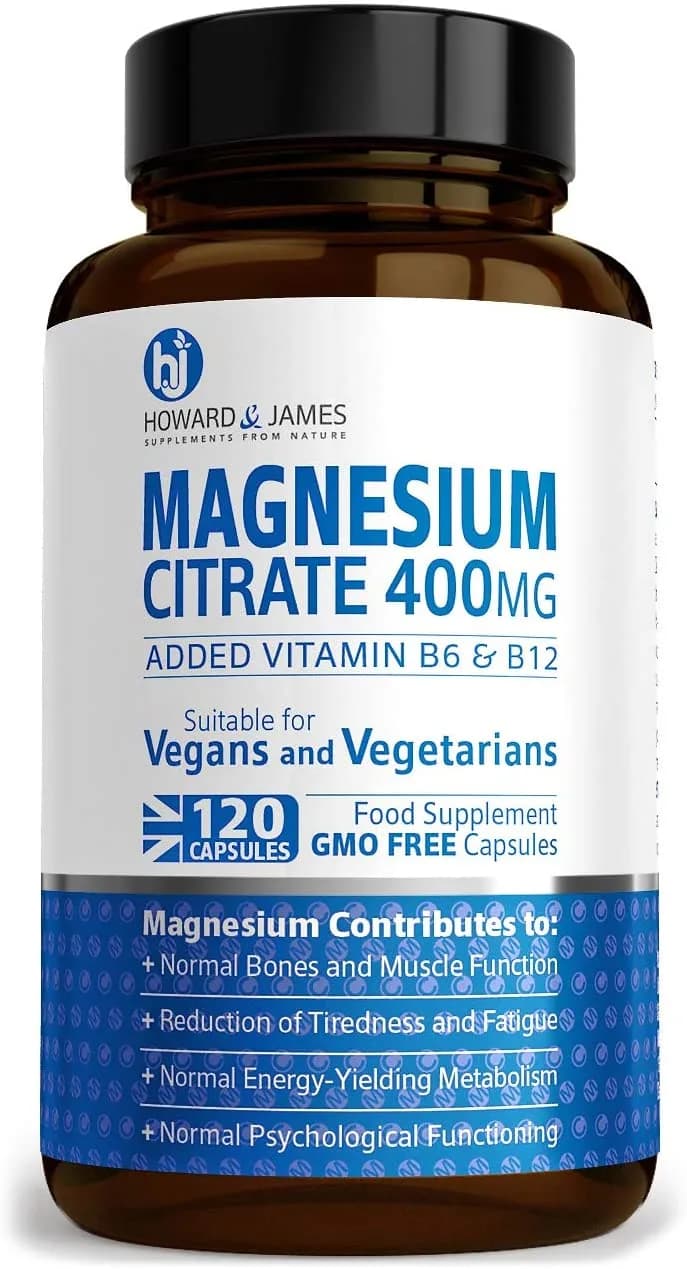Howard & James Magnesium Citrate 400mg Plus Vitamin B6 & B12-120 Capsules