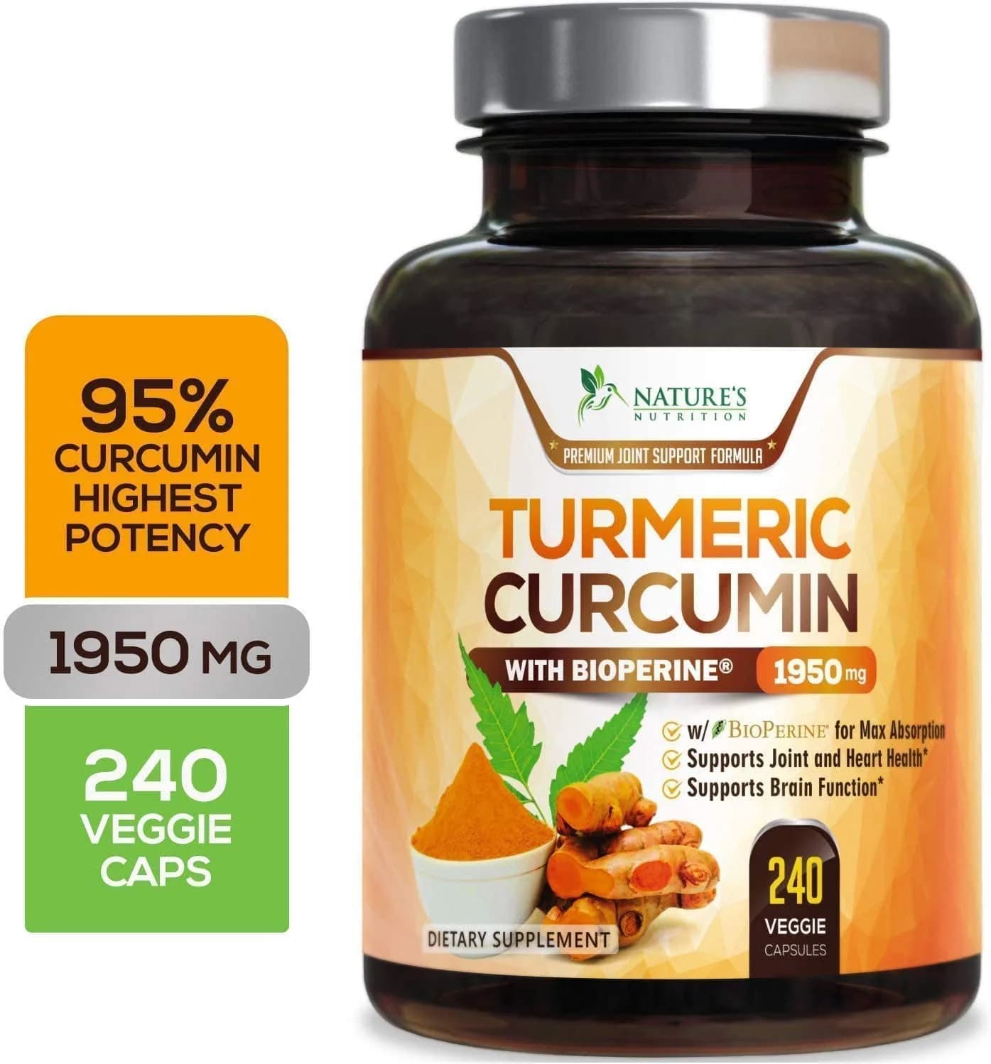 Nature's Nutrition Turmeric Curcumin with BioPerine - 240 Capsules