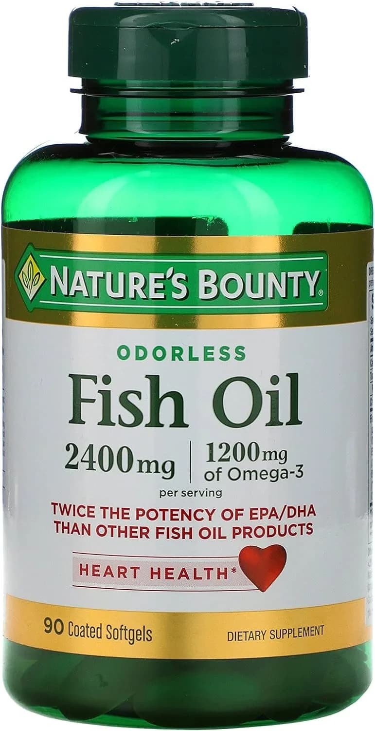 Fish Oil Supports Heart Health Coated Softgels, 2400 mg, 90 Count by Nature's Bounty