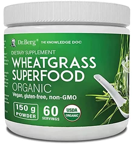 Dr. Berg’s Raw Wheatgrass Superfood | Organic Ultra-Concentrated Green Powder | 60 Servings