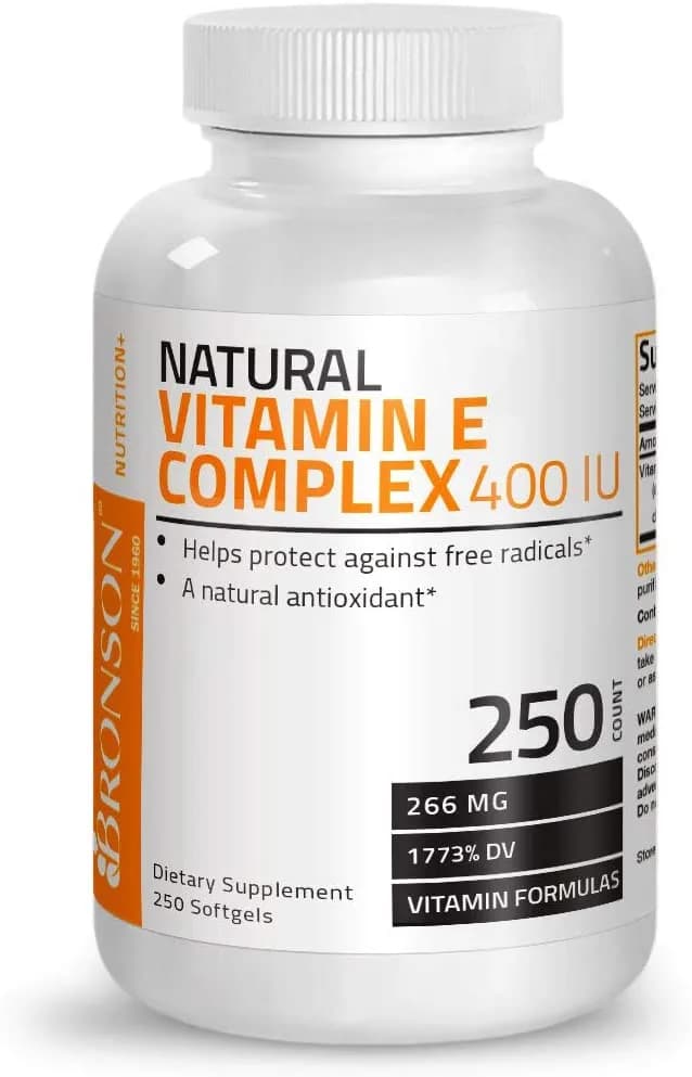 Natural Vitamin E Complex Supplement, 400 IU, 250 Softgels by BRONSON Vitamins
