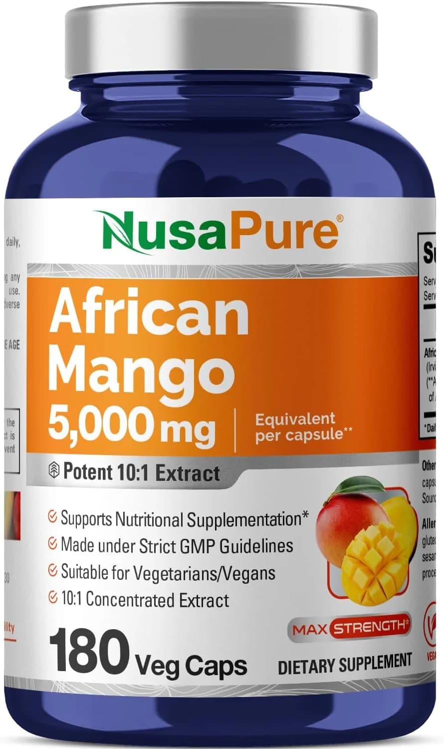 Nusapure Nusapure African Mango Extract 5000 mg 180 Capsules