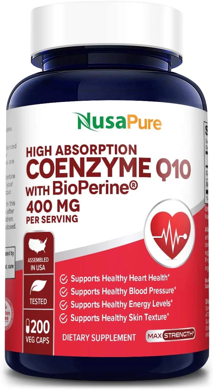 CoQ10 Antioxidant & Heart health, 400 mg, 200 Capsules by Nusapure