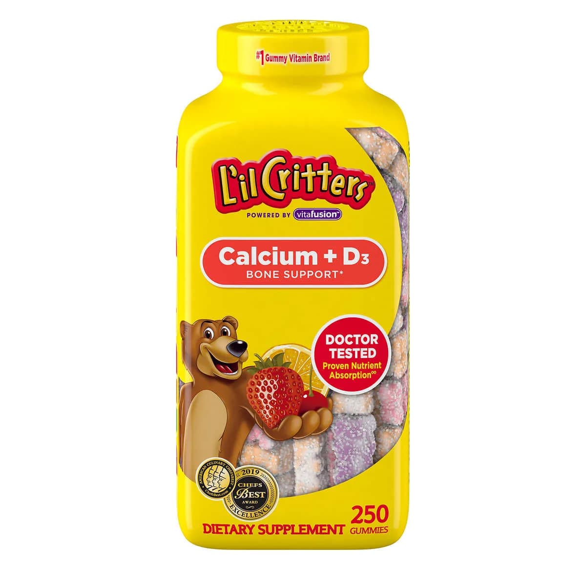 L'il Critters Calcium + Vitamin D₃ – 250 Gummy Bears for Kids