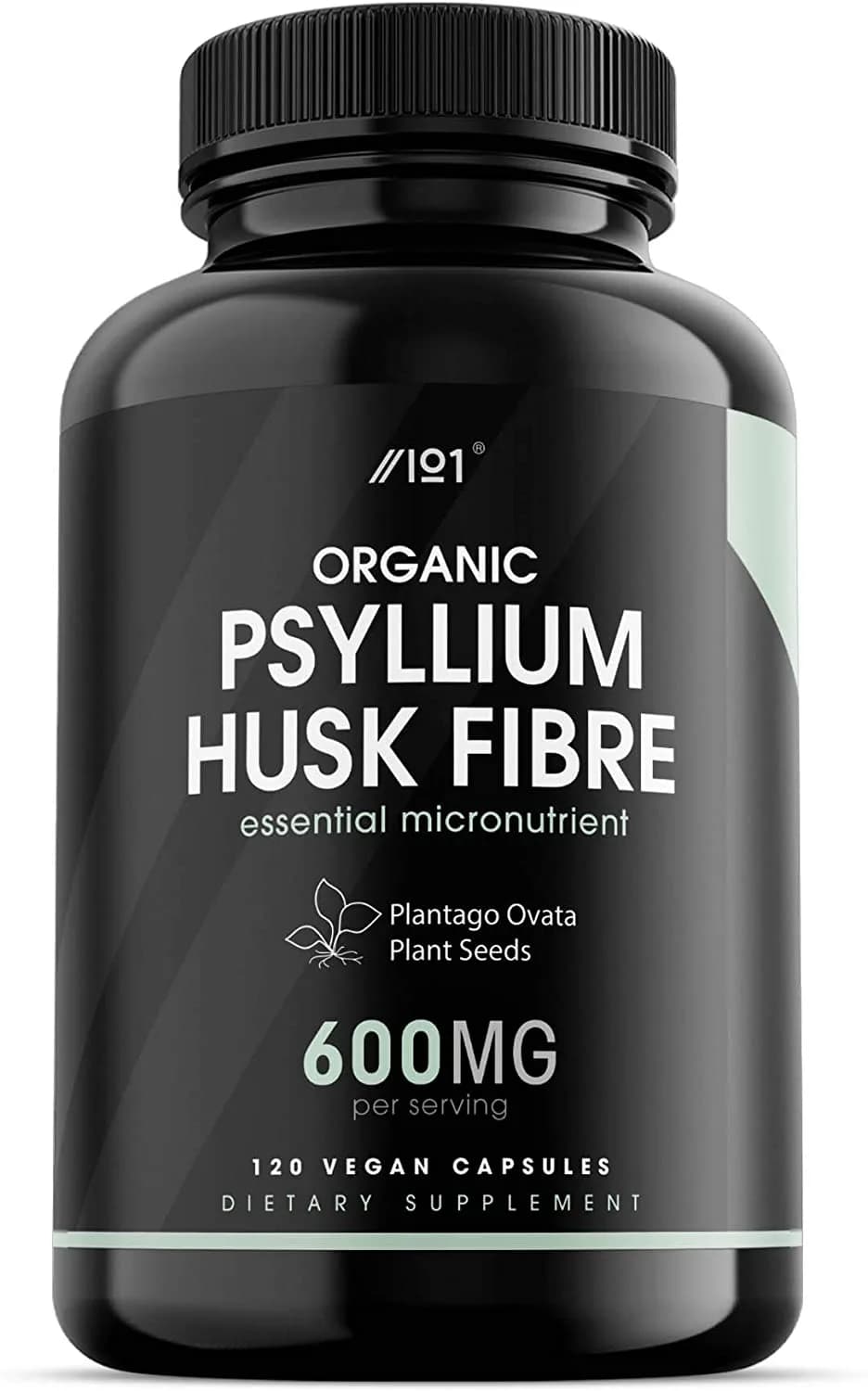 Alpha01 Organic Psyllium Husk Fibre - 600mg - Natural Prebiotic Fibre Supplement from Raw Plantago Ovata Seeds - Ispaghula Husk - Made in The UK - 120 Vegan Capsules ألياف قشور السيليوم العضوى ، 600 مجم ، بريبيوتيك الطبيعى من بذور بلانتاجو أوفاتا الخام وقشور إسباجولا ، 120 كبسولة نباتية