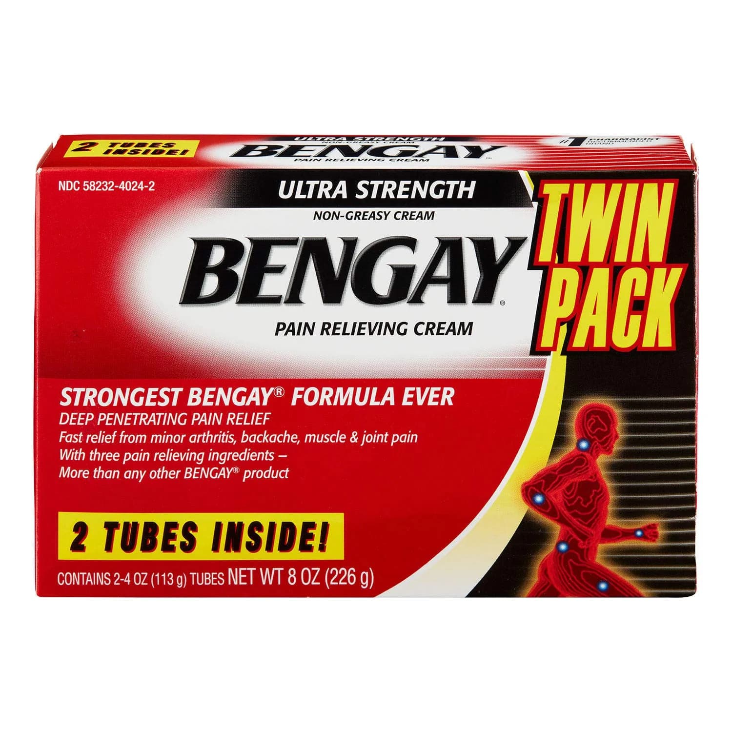 Bengay Ultra Strength Pain Relieving Cream, 2 Count, 4 Ounces Box, 8 Total Ounces