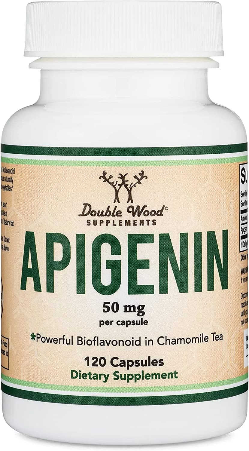 DOUBLE WOOD Apigenin Supplement - 50mg per Capsule, 120 Count (Powerful Bioflavonoid Found in Chamomile Tea for Relaxation, Sleep, and Mood) Senolytic Flavonols for Aging