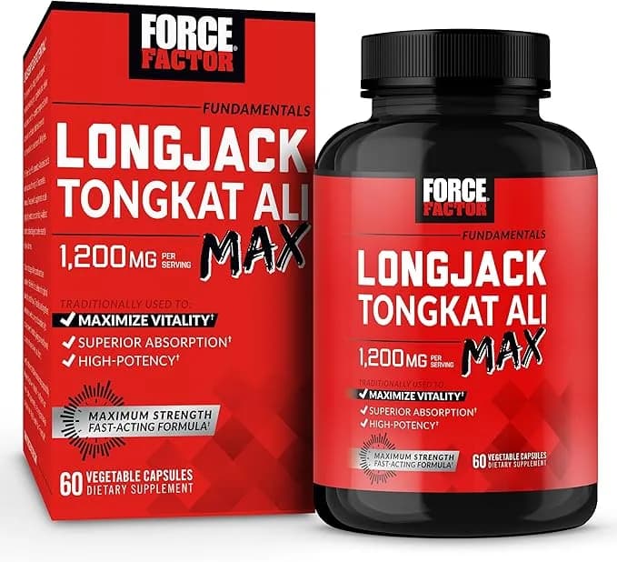 Force Factor Longjack Tongkat Ali Max for Men, 1200 mg, 60 Capsules by Force Factor