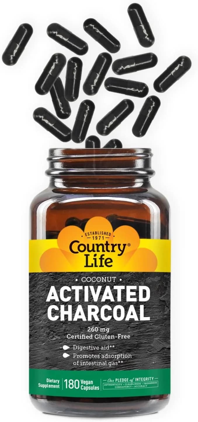 Country Life Country Life Activated Organic Coconut Charcoal | 180 Capsules
