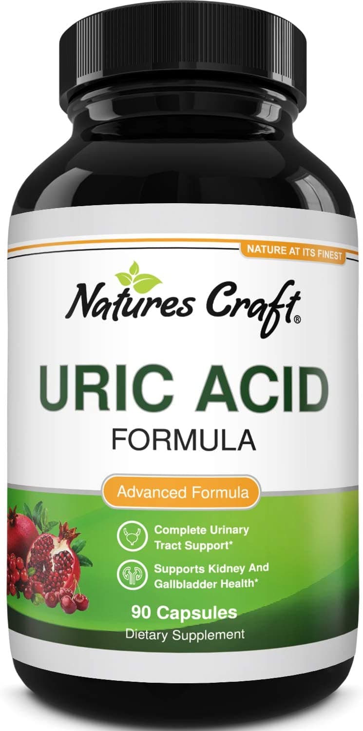 Natures Craft Uric Acid Formula - Uric Acid Detox Cleanse Decrease Acidity - Pure Green Coffee Bean - Chanca Piedra - Vitamin B-6 - Kidney Health Support Supplement 90 Veggie Capsules تركيبة حمض اليوريك ، لإزالة السموم و تقليل الحموضة ، تركيبة من القهوة الخضراء النقية والتشانكا بيدرا وفيتامين ب6 لتحسين صحة الكلى ، 90 كبسولة نباتية