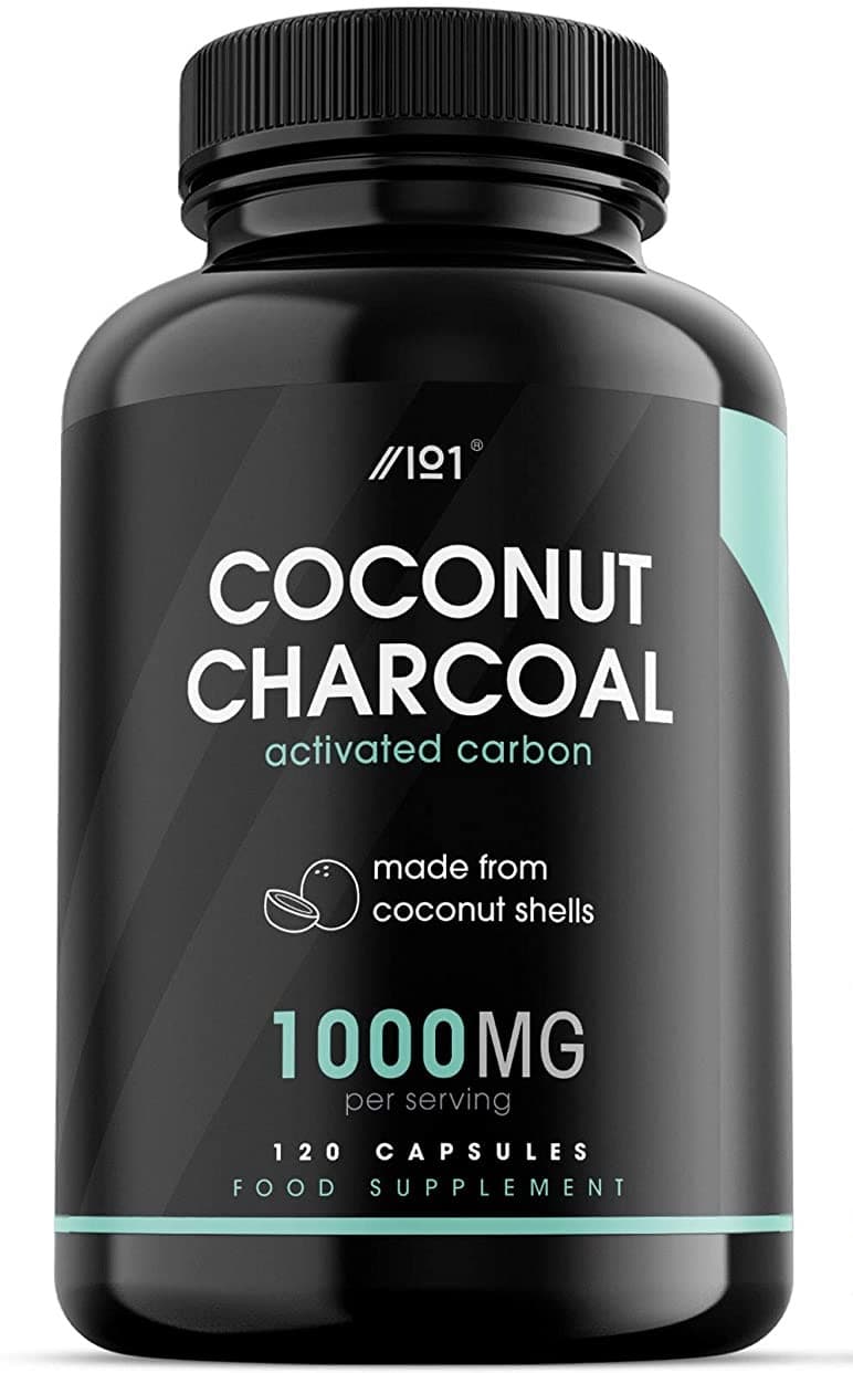 ALPHA01 Activated Coconut Charcoal Capsules - 1000mg - Made from Organic Thai Coconut Shells - Non-GMO, 120 Vegan Capsules كبسولات فحم جوز الهند المنشط العضوى ، 1000 مجم للجرعة ، 120 كبسولة نباتية