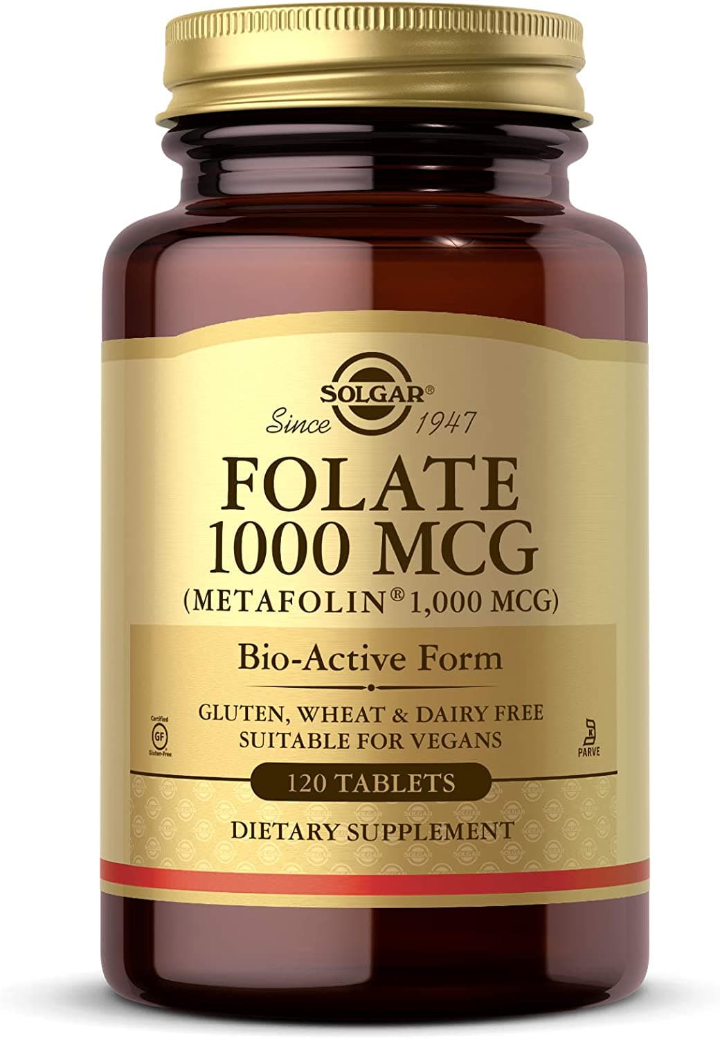 Solgar Folate 1000 mcg, 1000 mcg Bio-active Metafolin - Heart Health -120 Tablets