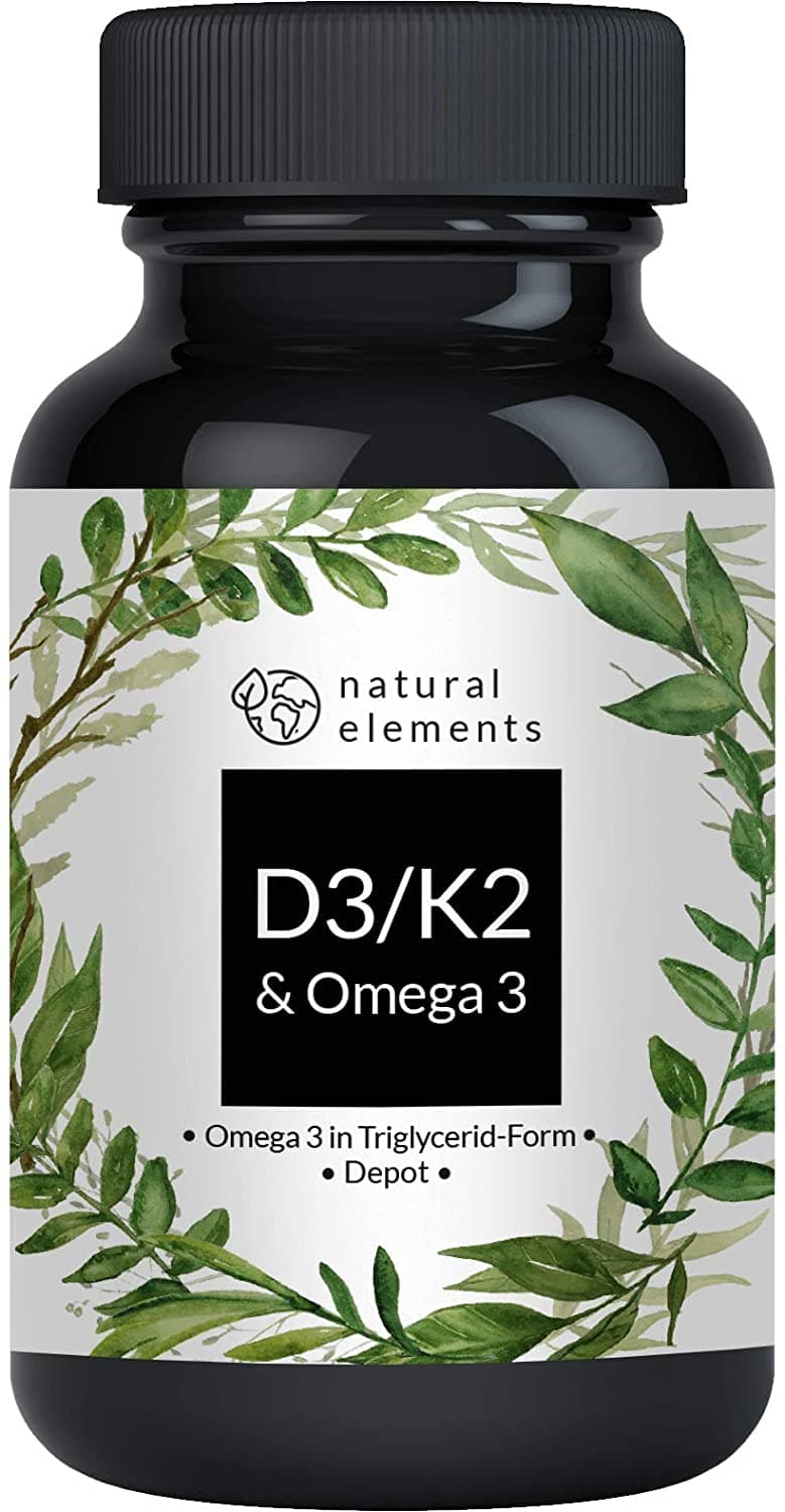 Natural elements Premium D3+K2+Omega 3 Complex | German Quality, Maximum Absorption | 90 Capsules