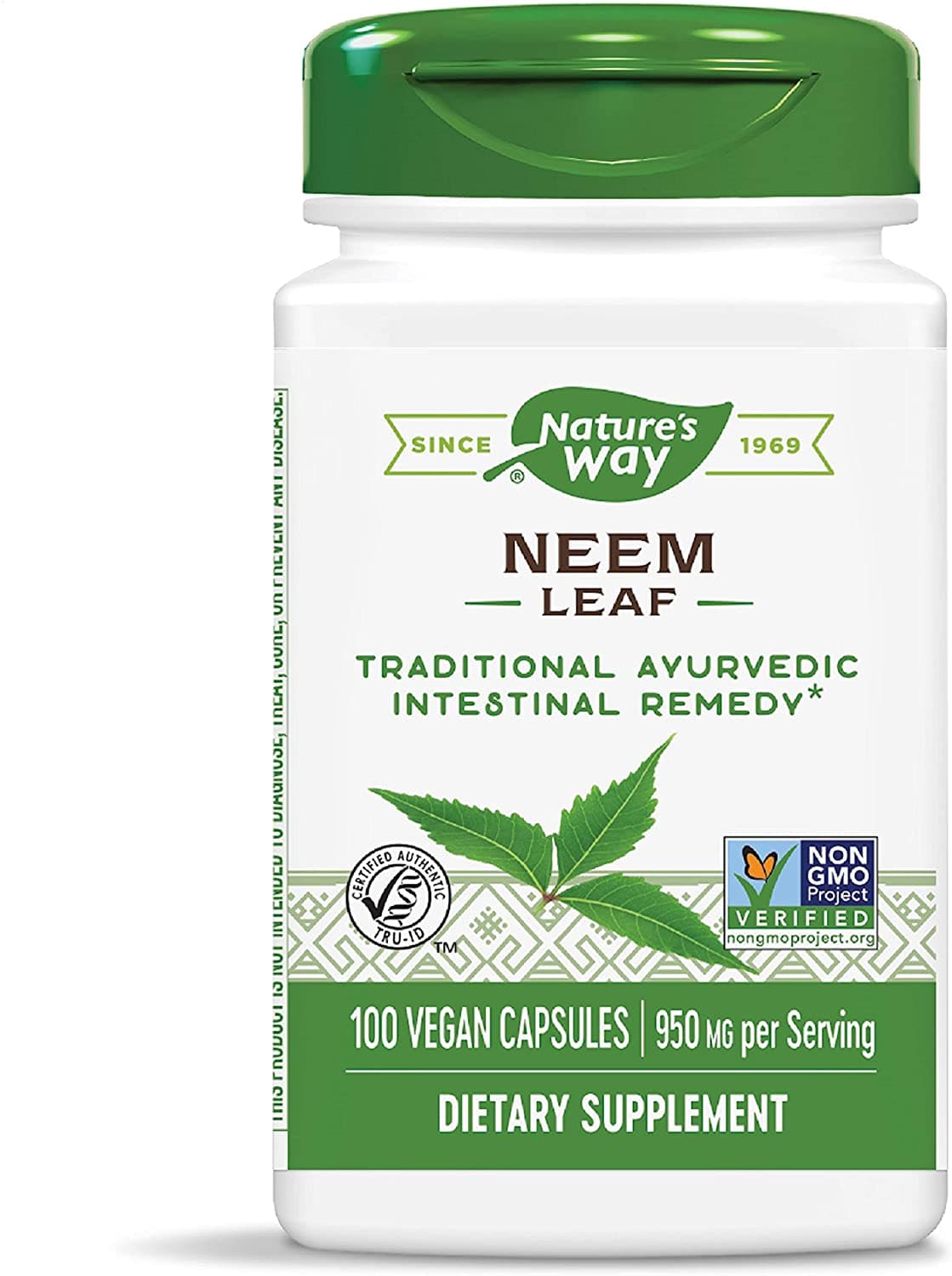 Nature's Way Premium Herbal Neem Leaf, 950 mg per serving, 100 Capsules أوراق النيم 950 مجم للجرعة ، 100 كبسولة