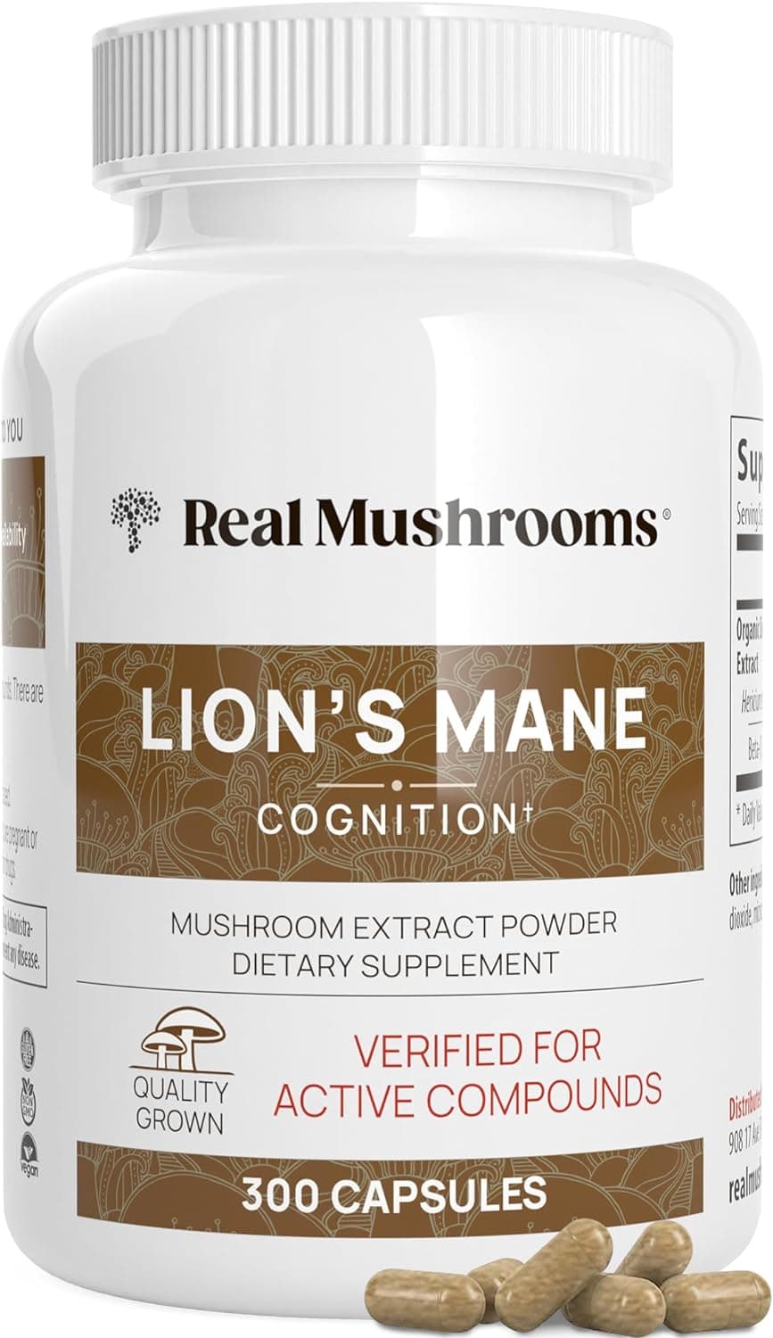 Real Mushrooms, Lions Mane Mushroom, 300 Capsules