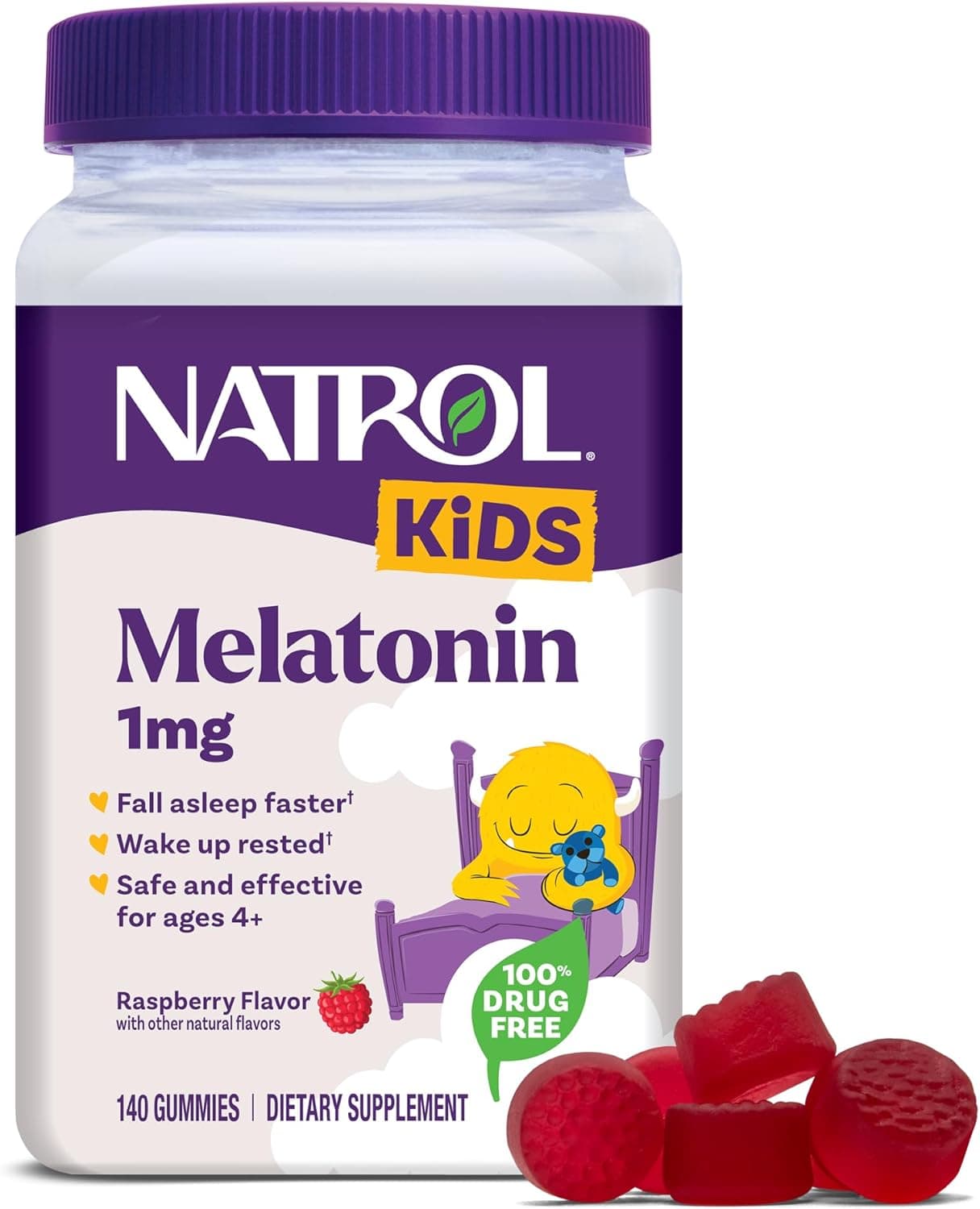 Natrol | Kids Melatonin 1mg, Dietary Supplement for Restful Sleep | 60 Berry-Flavored Gummies