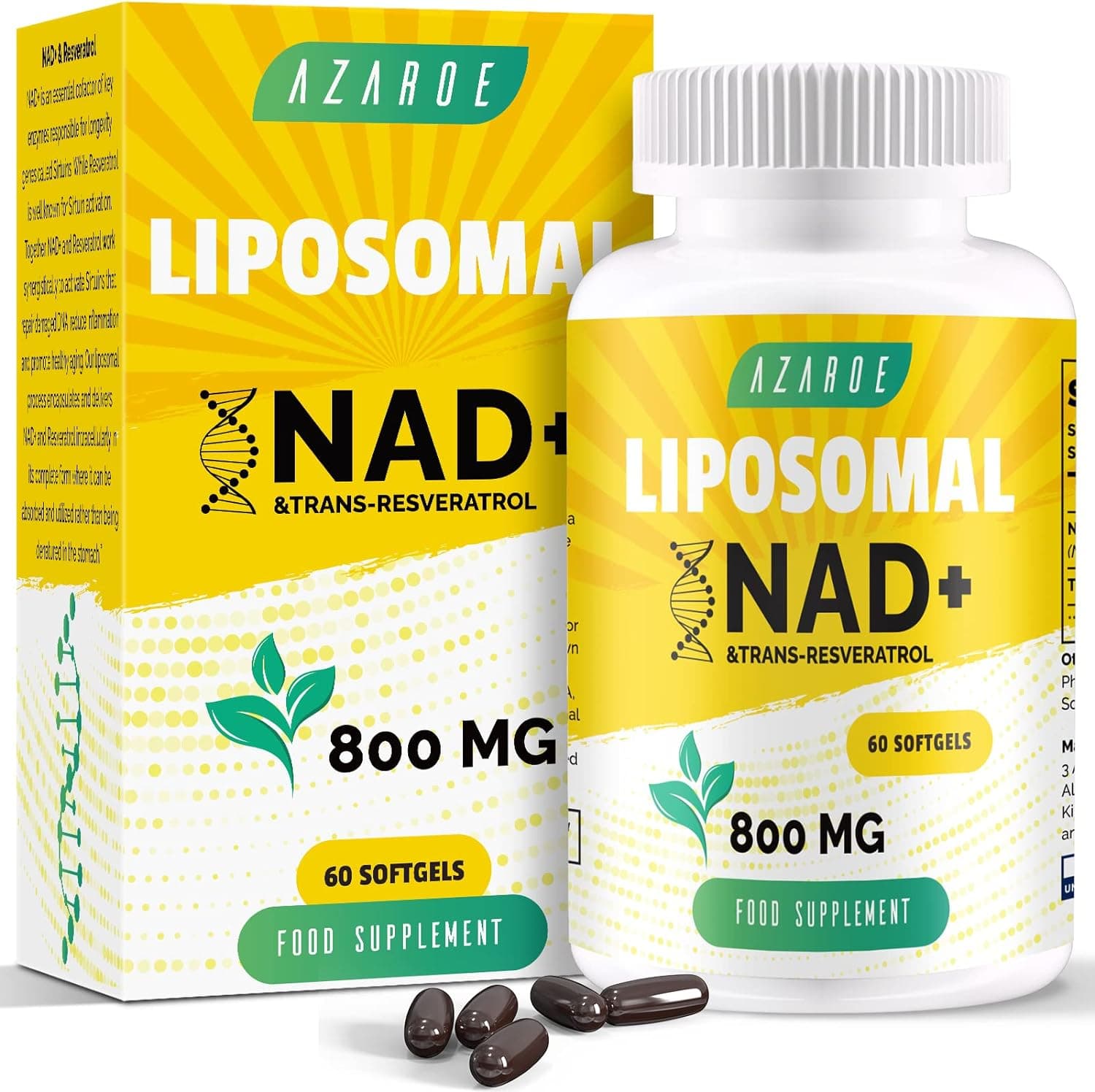 Liposomal NAD+ &amp; Trans-Resveratrol - 800 mg 60 Softgels