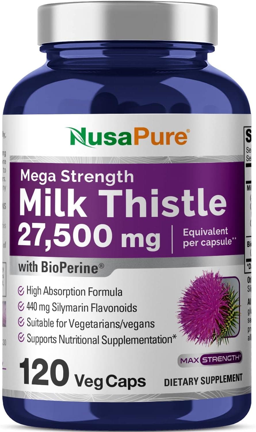 NusaPure Milk Thistle Extract 27,500mg 120 Capsules