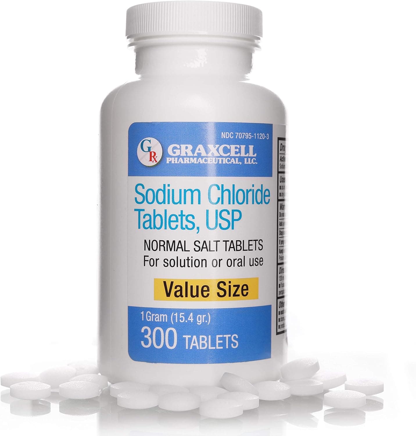 Sodium Chloride Tablets 1 Gm | 300 Count | Normal Salt Tablets | (15.4gr.)