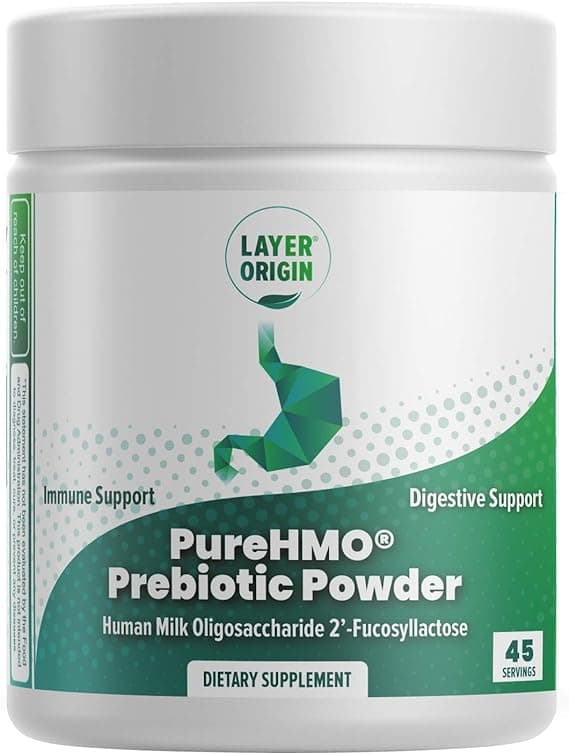 Layer Origin PureHMO Human Milk Oligosaccharide (HMO 2'-FL) Prebiotic Powder - Feed 200 Billion Probiotics/Scoop, 45 Servings