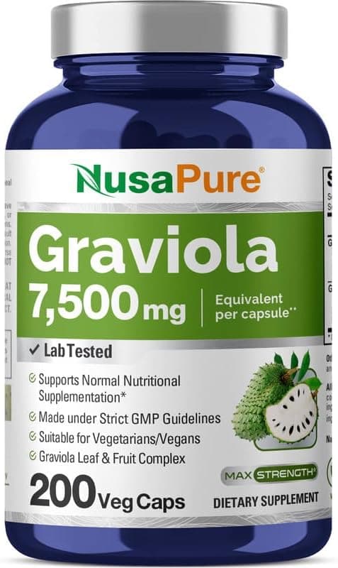 NusaPure Graviola 7,500 mg, 200 Capsules