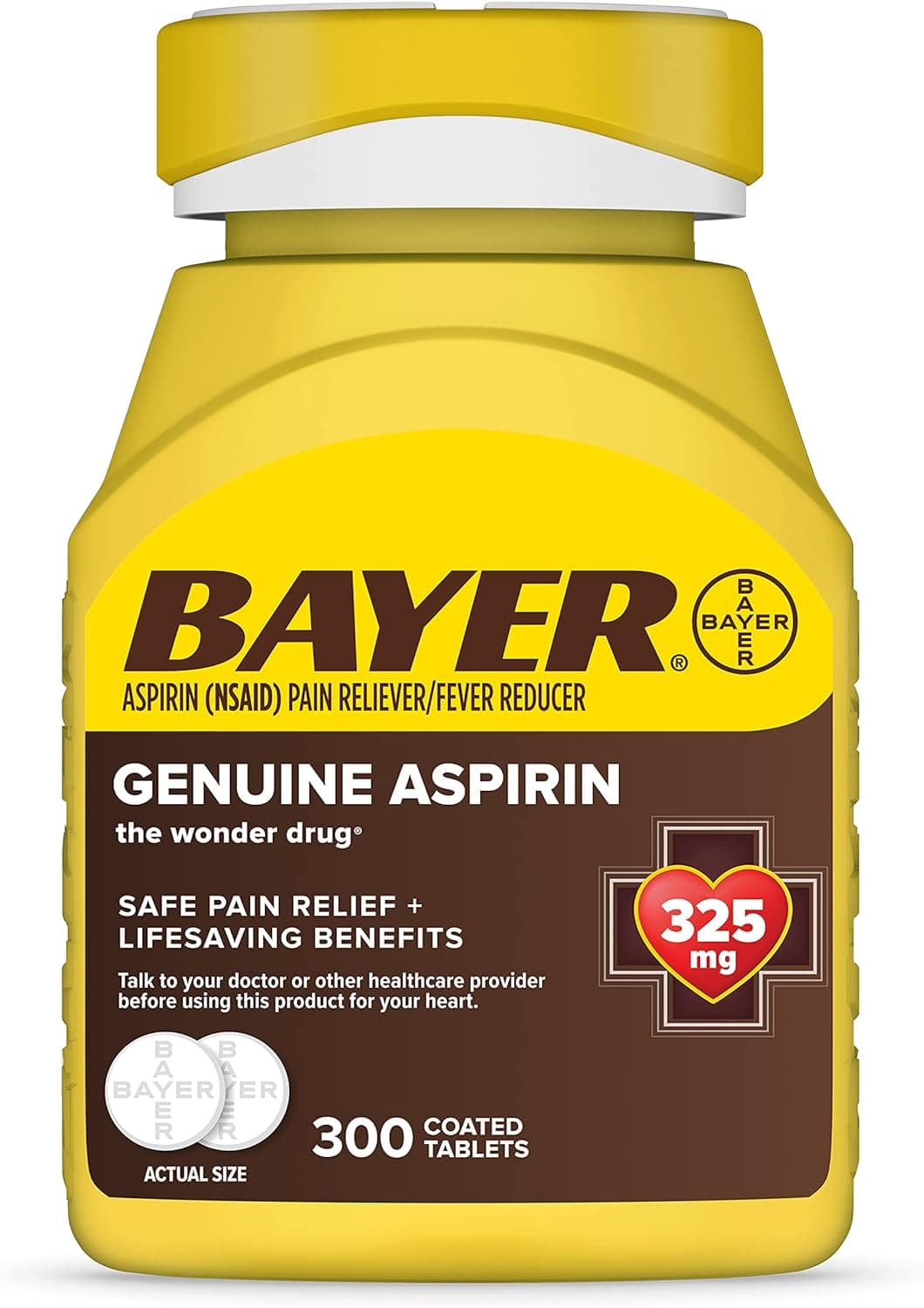 Bayer Genuine Aspirin 325 mg, 300 Coated Tablets