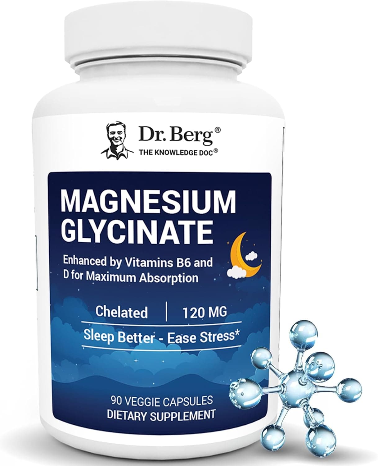 Dr Berg's Dr. Berg Magnesium Glycinate for Sleep &amp; Stress Relief | 90 Caps