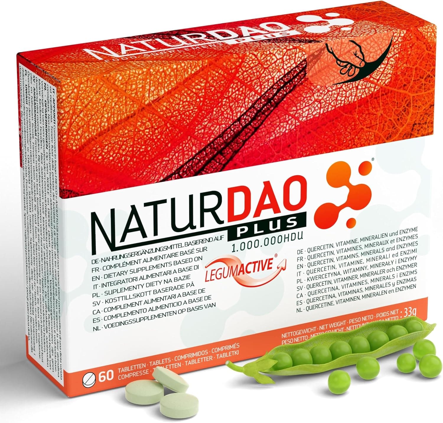 NATURDAO DAO PLUS Enzyme for Histamine Intolerance – 1,000,000 HDU | 60 Tablets