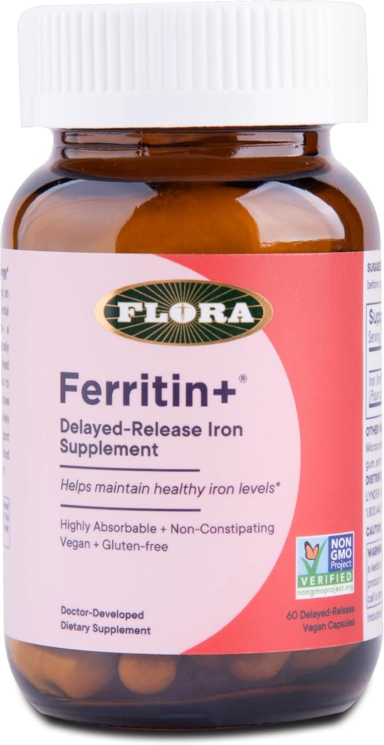 Flora Ferritin+ Delayed-Release Iron Supplement – Blood Cell &amp; Energy Support – 60 Capsules