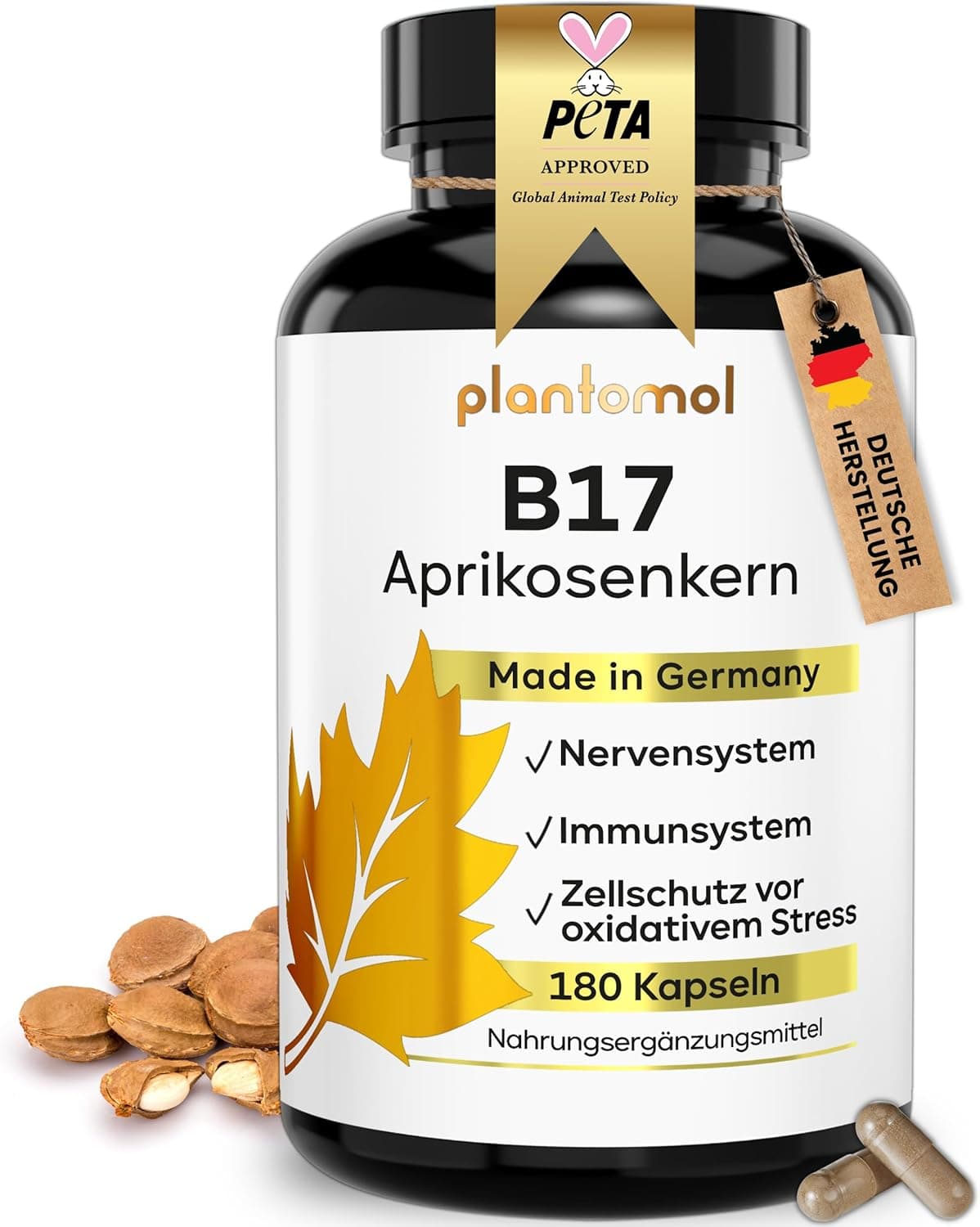 Plantomol Apricot Kernel P 17 | 1100 mg Serving | 180 capsules