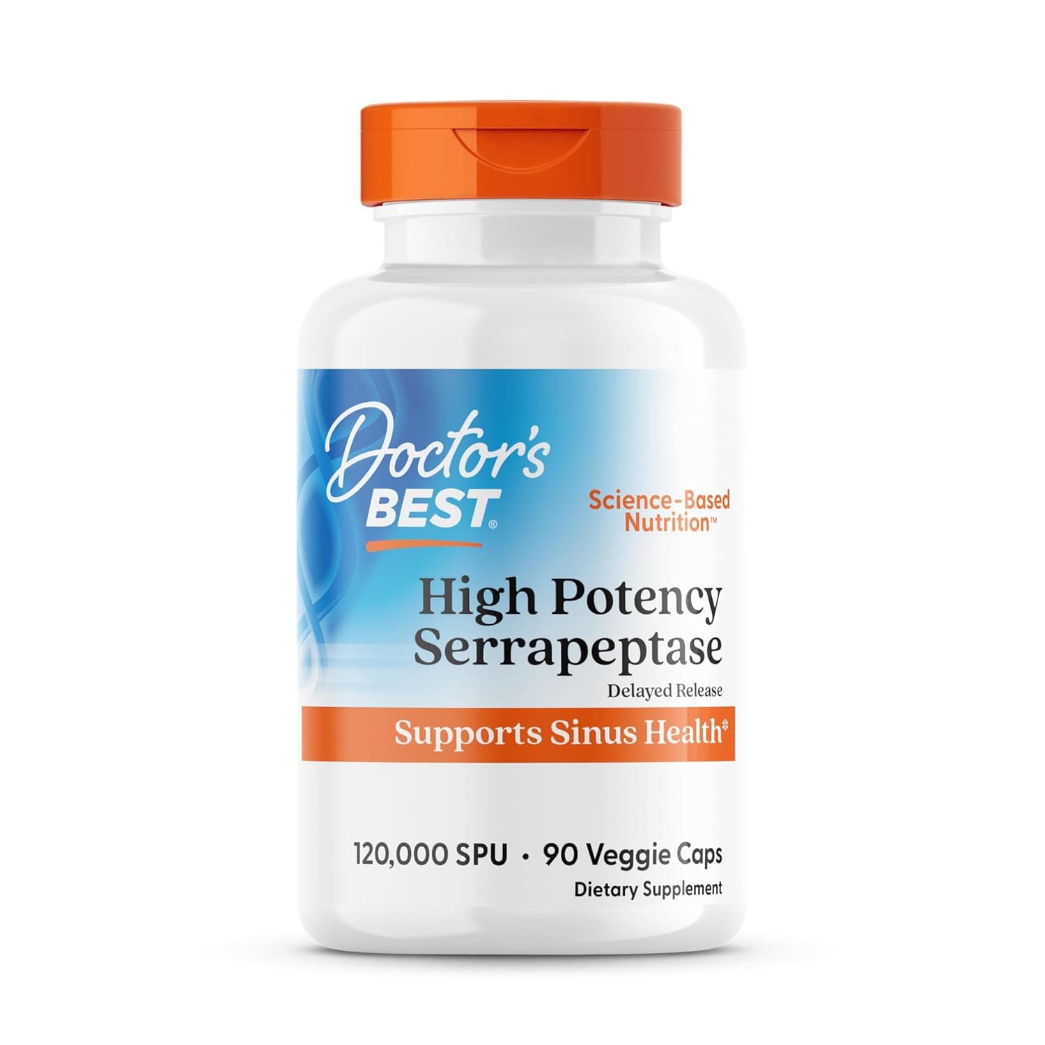 Doctor's Best Serrapeptase 120,000 SPU | For Sinus &amp; Recovery | 90 Capsules