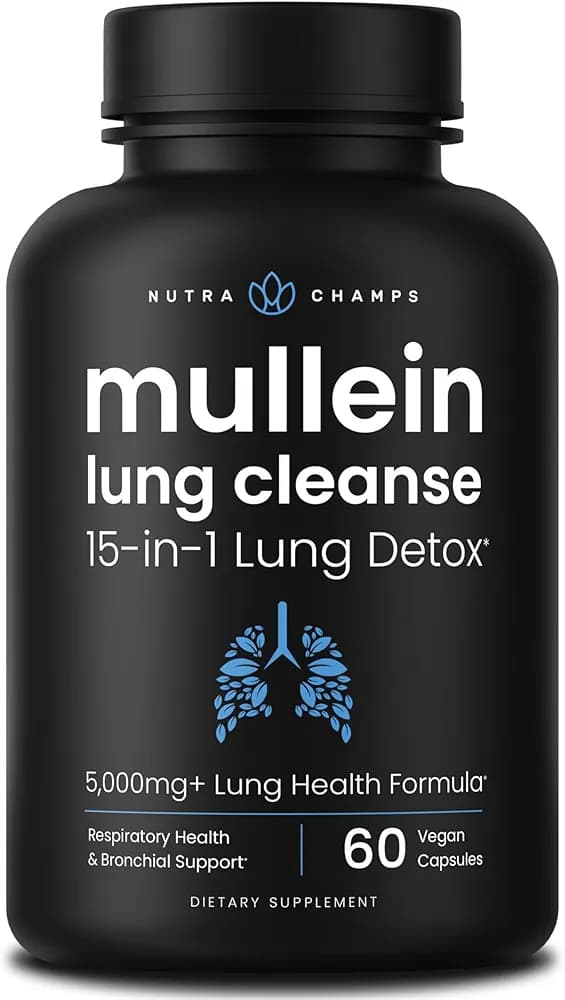 NutraChamps Mullein Leaf Extract 3000mg | Lung Detox | 60 caps