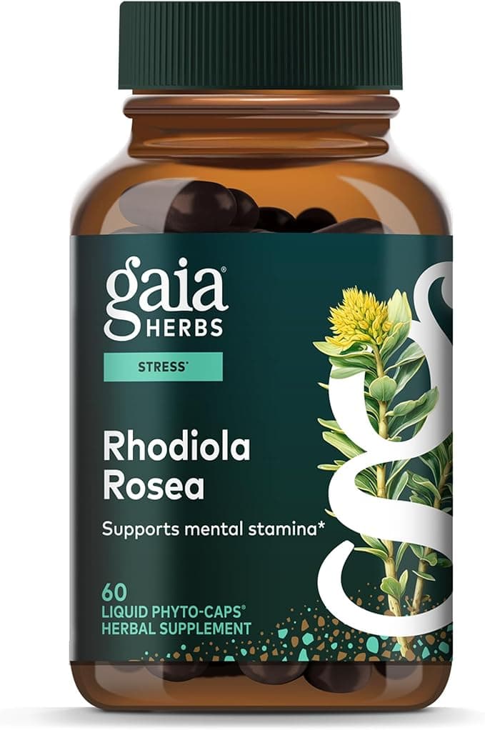 Gaia Herbs Rhodiola Rosea 120mg Extract | Stress Relief & Mental Focus | 60 Servings