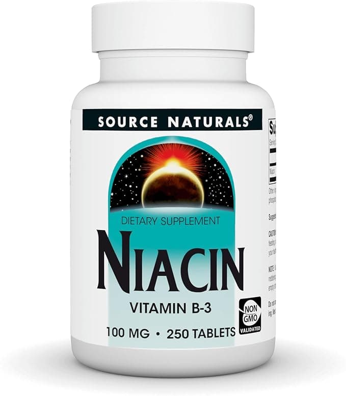 Source Naturals Niacin 100 mg | Supports NAD+ and Cellular Energy | 250 Tablets