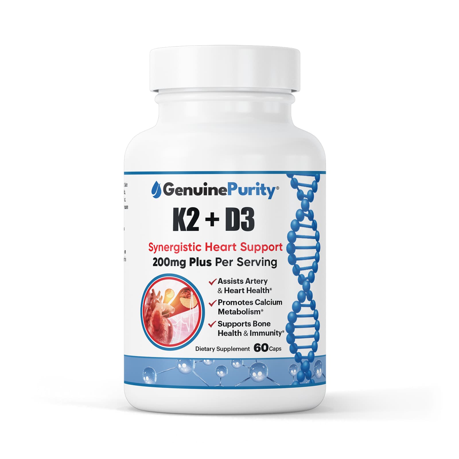 Leading Edge Health GenuinePurity™ K2 + D3 | Supports Healthy | 60 Capsules
